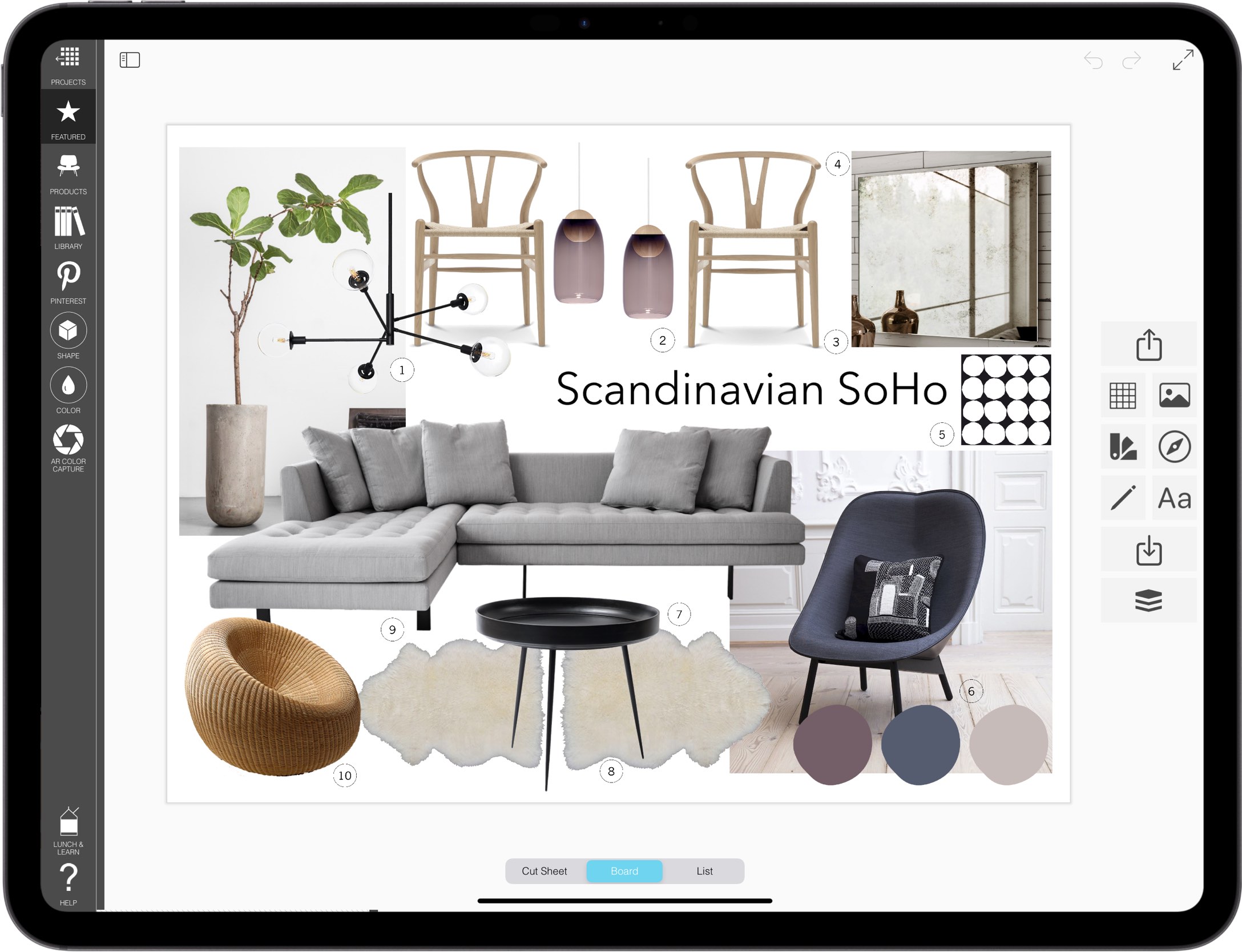best home decor app for iPad_E2_best home decor app for iPad_moodboard maker_moodboards_mood board maker_04_Scandanavian living room mood board_ Scandanavian Soho